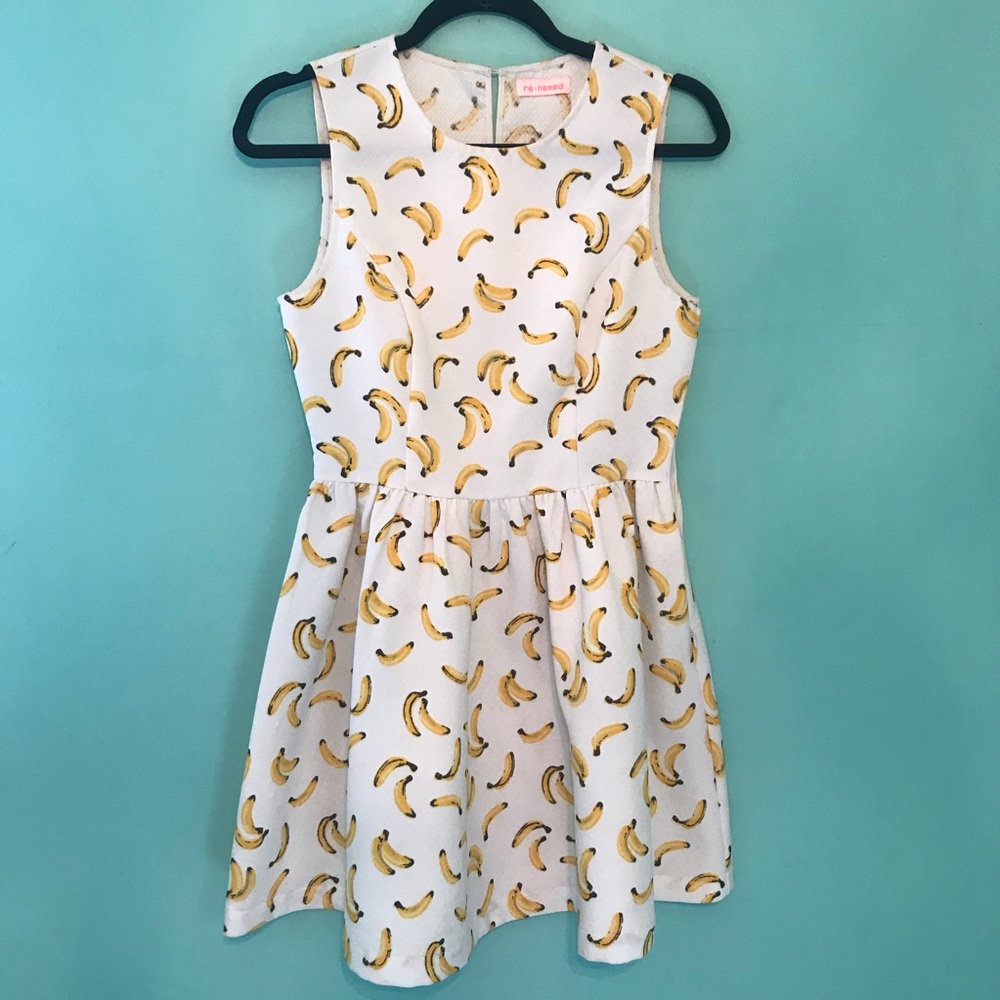 Fruit print banana dress size small kawaii